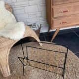 Old metal magazine rack with yellow scoubidou vintage retro 1950s-60s