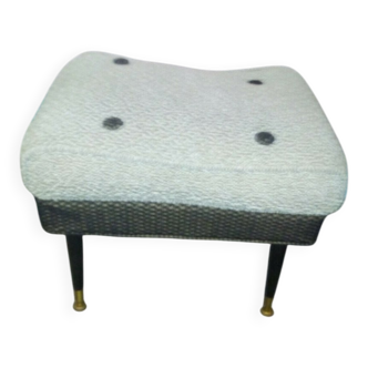 Mid-Century 1970s footrest in black and yellow fabric, vintage design from the Czech Republic.