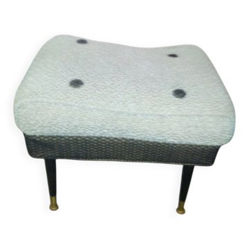 Mid-Century 1970s footrest in black and yellow fabric, vintage design from the Czech Republic.