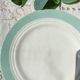 5 small vintage French porcelain plates, white and green, Céranord