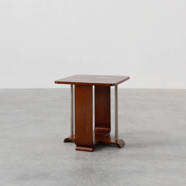 Table d'appoint carrée Art Déco en placage de chêne, France vers 1925