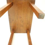 Midcentury Massive Wooden Stool, Czechoslovakia, 1970s
