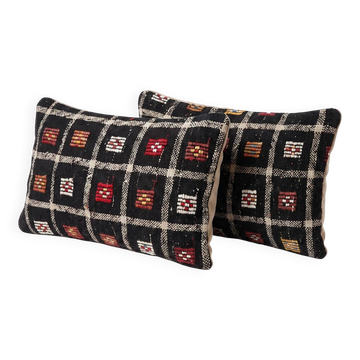 Set of 2 vintage kilim cushion covers 41x61 cm