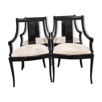 4 Black lacquered accent chairs by Paco Capdell Silala