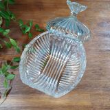 Ribbed glass candy dish with flowers