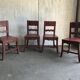 Lot de 4 chaises anciennes en bois peint marron pour salle à manger, décor floral peint main