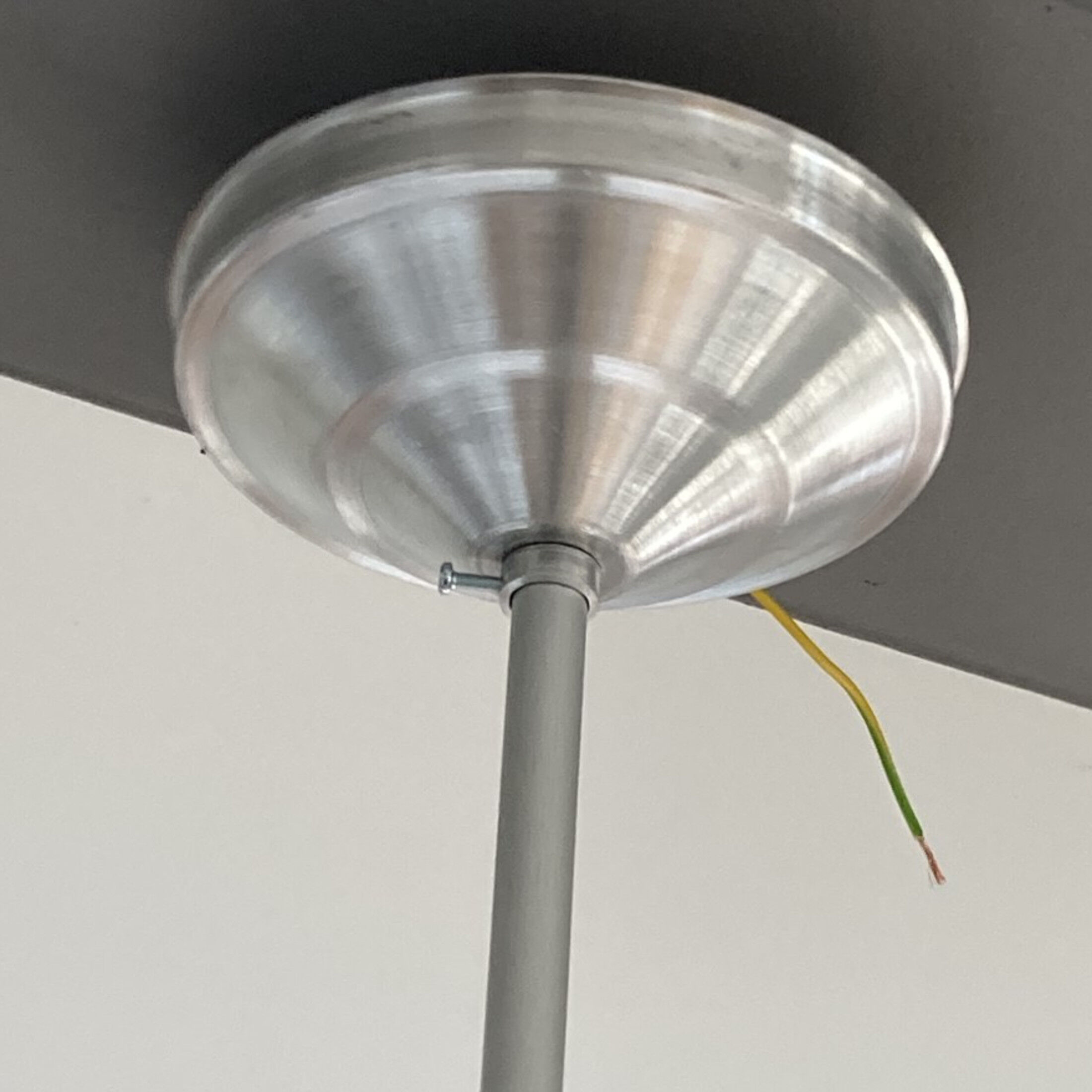 White opaline ceiling hanging aluminum rod 1950,1960
