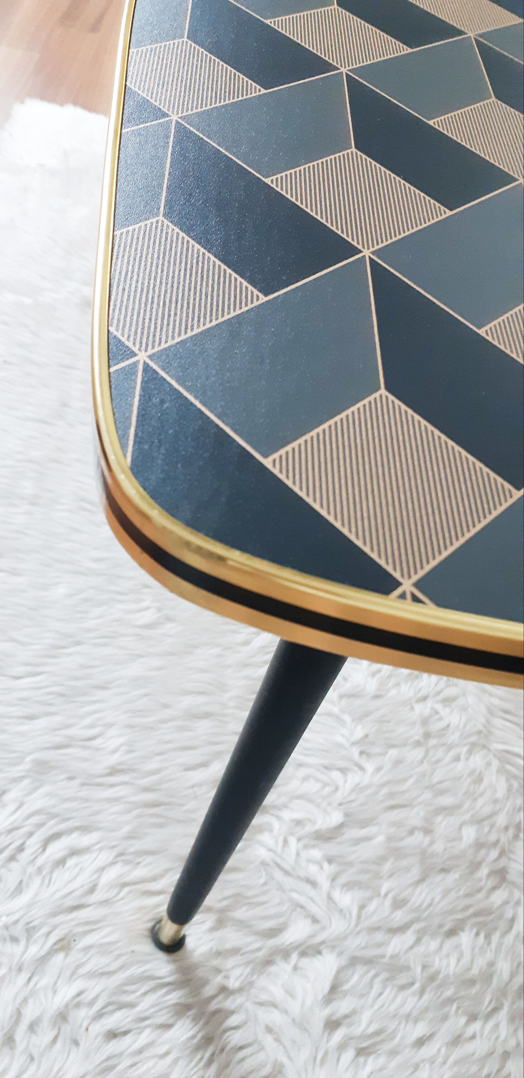 Living room coffee table, vintage, compass legs, 50s