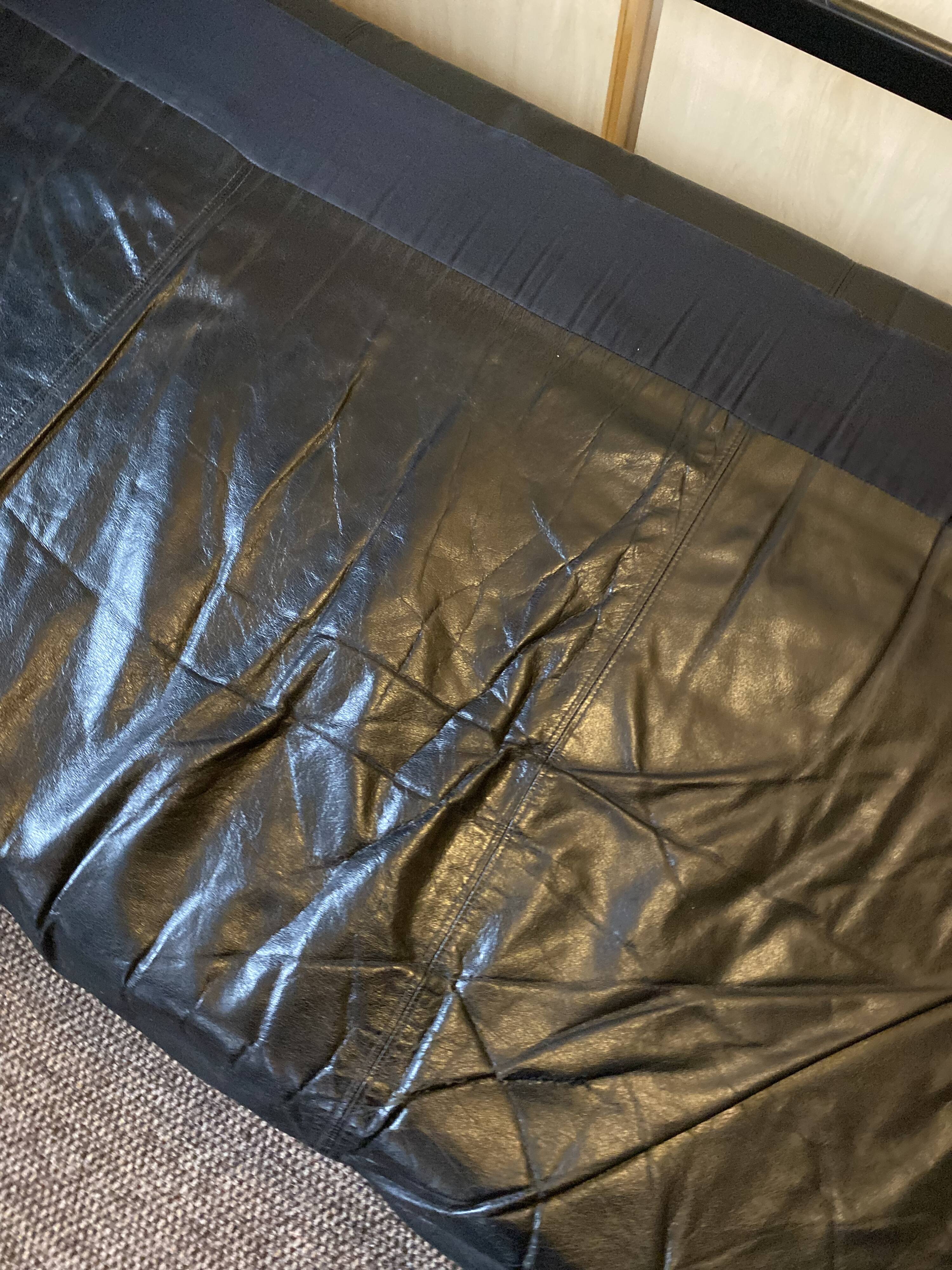 Vintage Black Leather and Chrome Sofa