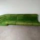 Modular green velvet corner sofa, 1970s