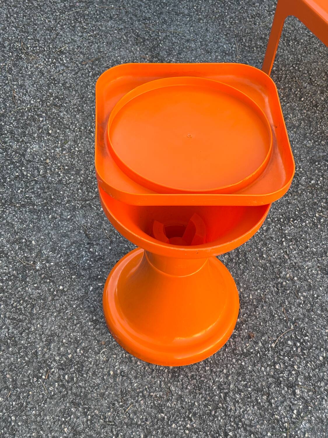 Orange plastic Tam Tam stool 1970