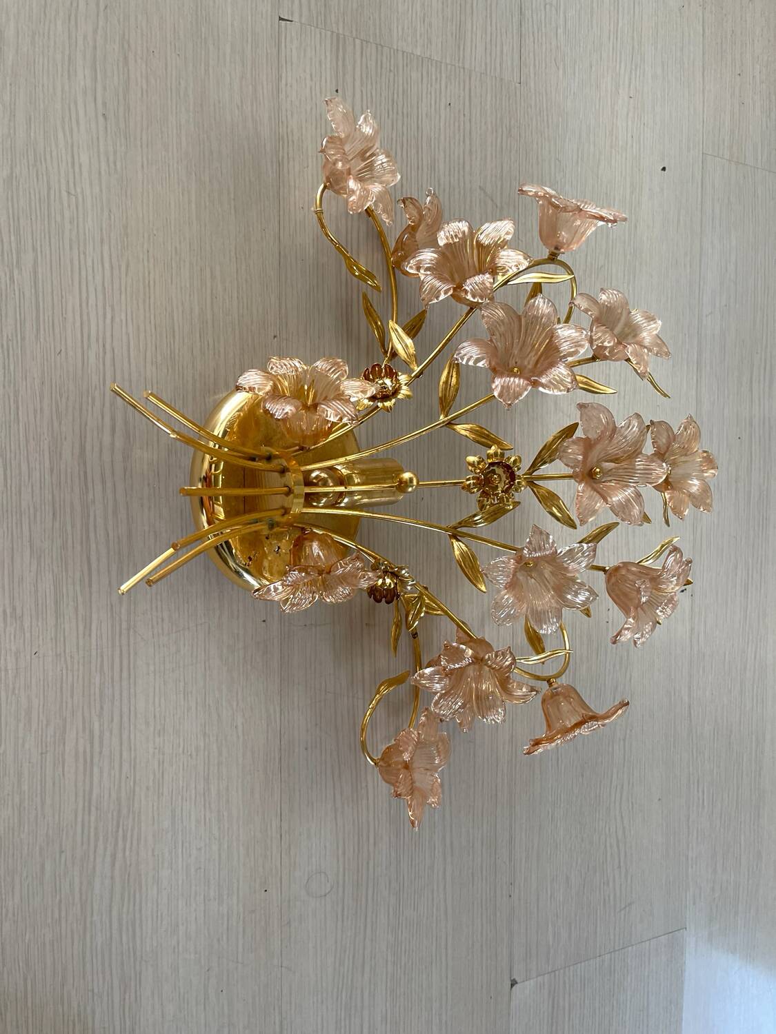 Large Single Pink Murano Flower Sconce 1980’s