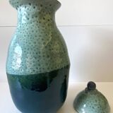 Unusual Vase/Pot/Urn, Glazed Terracotta Ceramic, Red, Signed "DP"