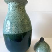 Unusual Vase/Pot/Urn, Glazed Terracotta Ceramic, Red, Signed "DP"