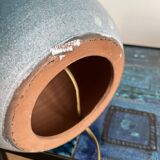 Blue enameled ceramic lamp by Roland Zobel, Les Cyclades workshop