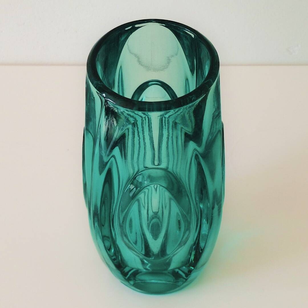 Vase à lentilles en forme de balle Sklo Union des années 1950
