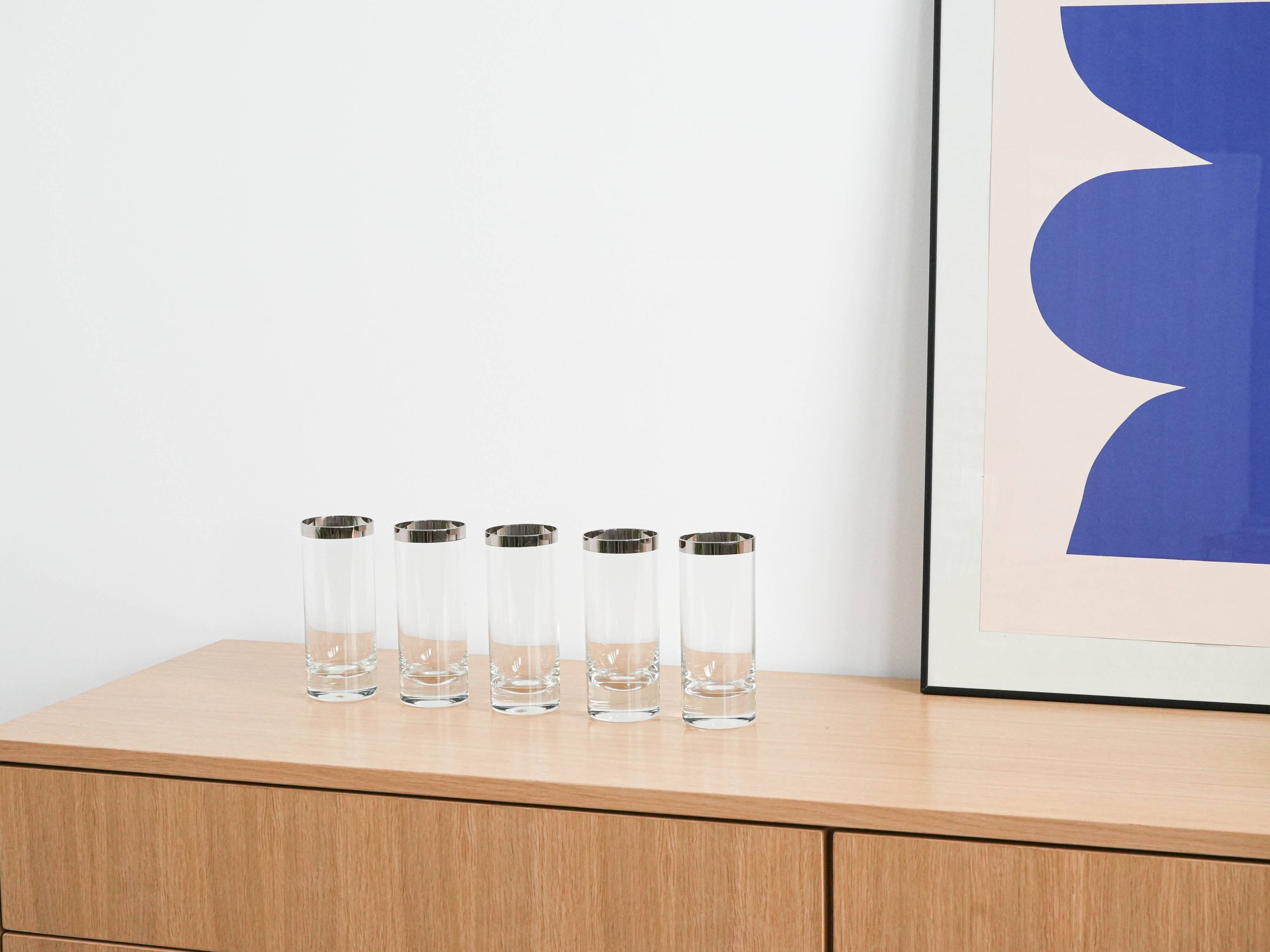 Set of glasses, Hollywood Regency style, 1970s, made in Italy