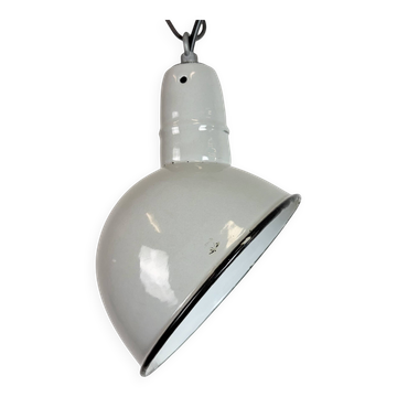 Suspension industrielle en émail gris, années 1960