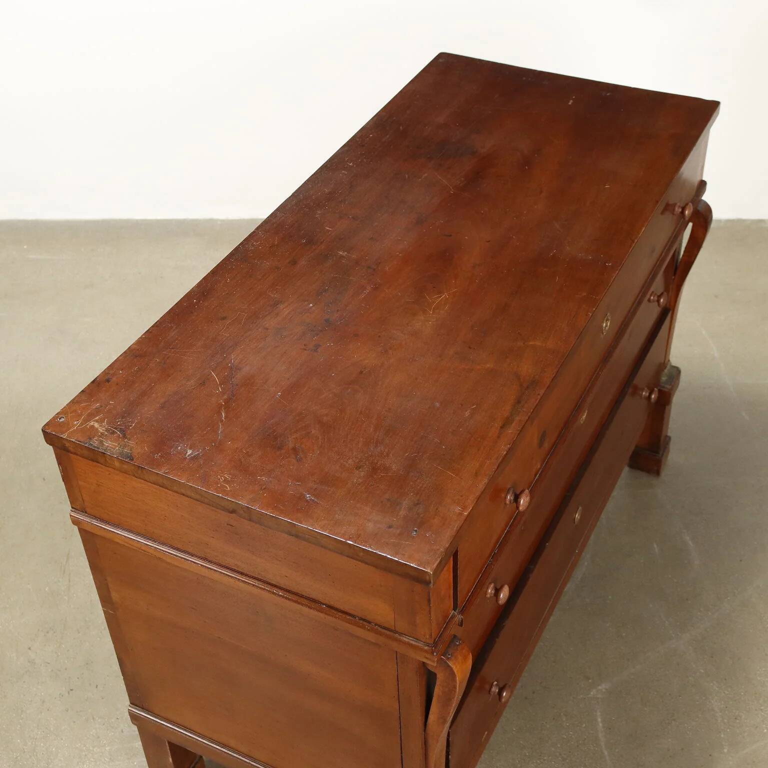 Commode de restauration ancienne en noyer 3 tiroirs '800