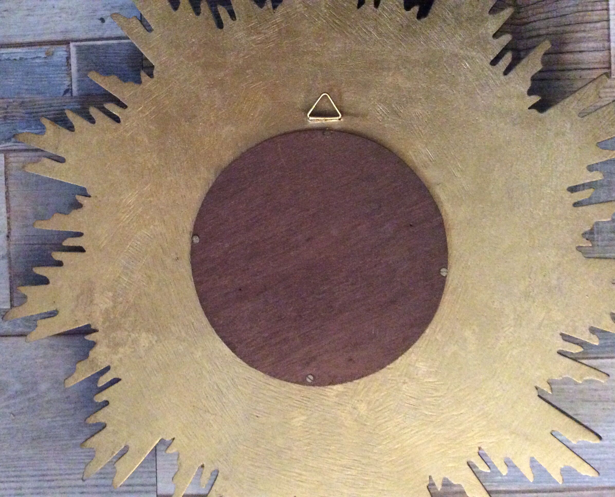 Golden wooden witch eye sun mirror, 60s