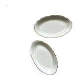 Set of 2 small dishes with gilding, Sologne Lamotte porcelain