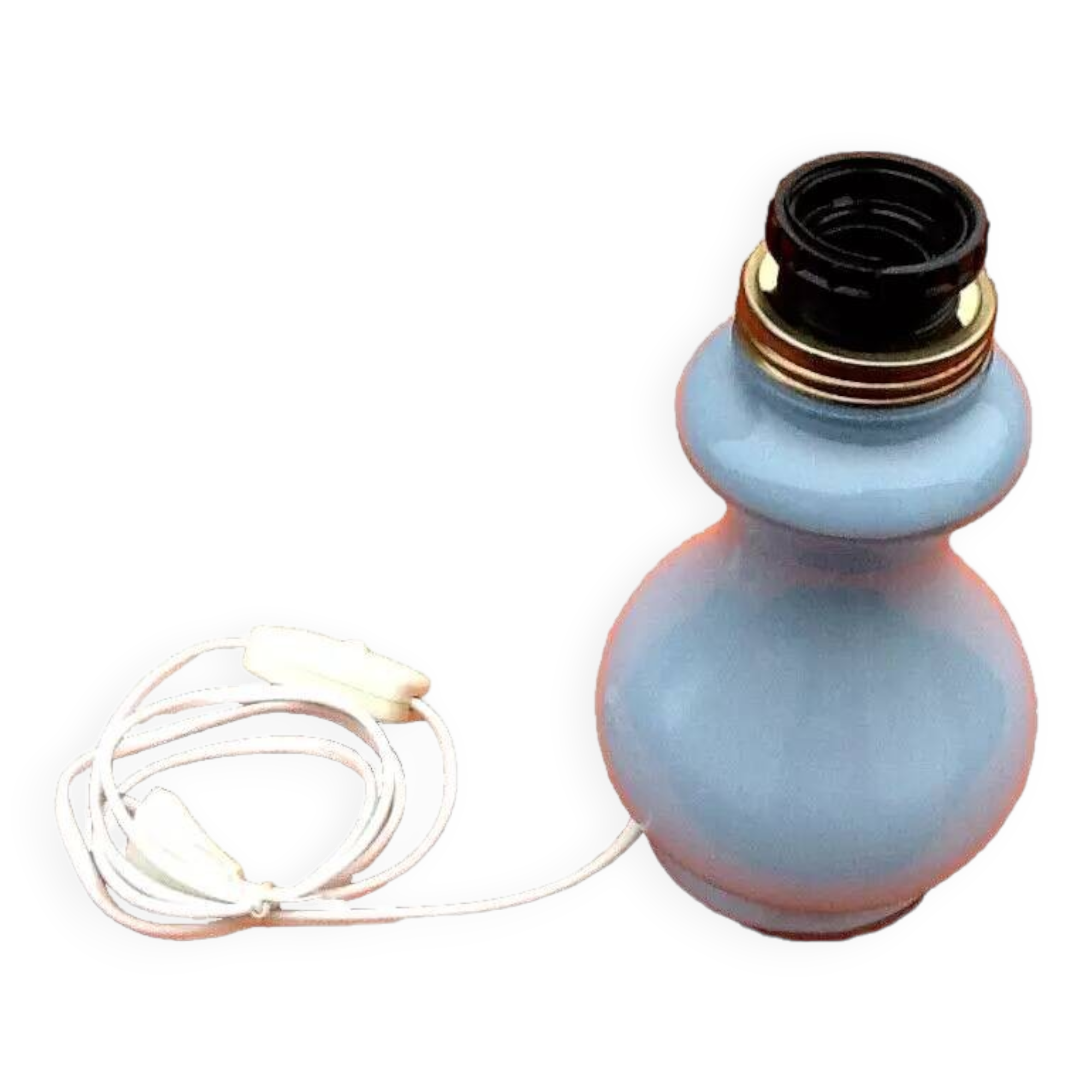Shower lamp base, blue opaline glass