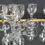7 antique stemmed glasses made of blown glass – 1930s–1950s