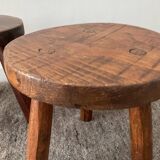 Pair of wooden tripod foot stools