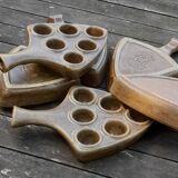 Set of 6 dishes/pans/snail pans, in Digoin Crespots sandstone - Vintage