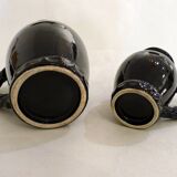 Set of 2 pitchers with braided handles, in Grandjan-Jourdan Vallauris earthenware, 1950