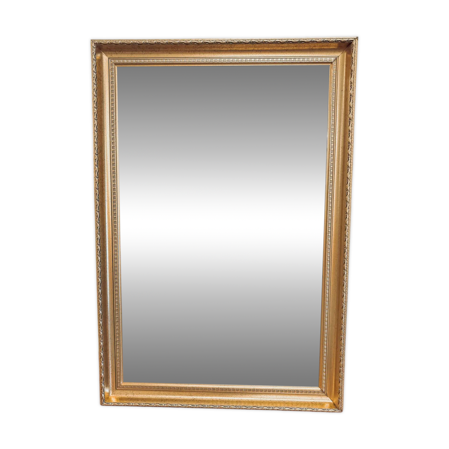 XL vintage bevelled mirror with a gold frame.