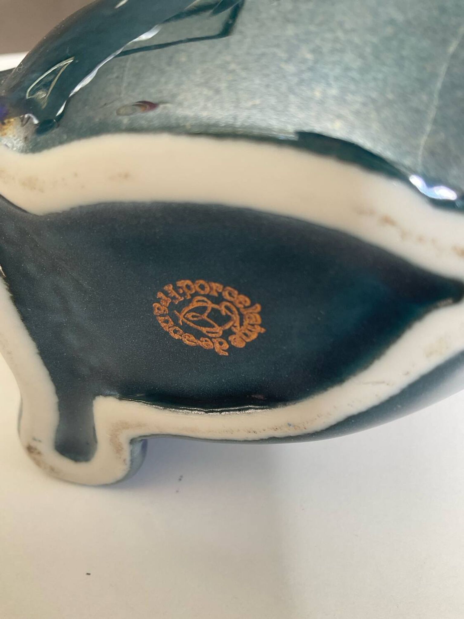 Vintage iridescent porcelain fish dish