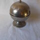 Metal and blue glass sugar bowl