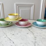 Lot de 4 tasses Digoin Sarreguemines pastel années 50-60