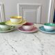 Set of 4 cups Digoin Sarreguemines pastel years 50-60