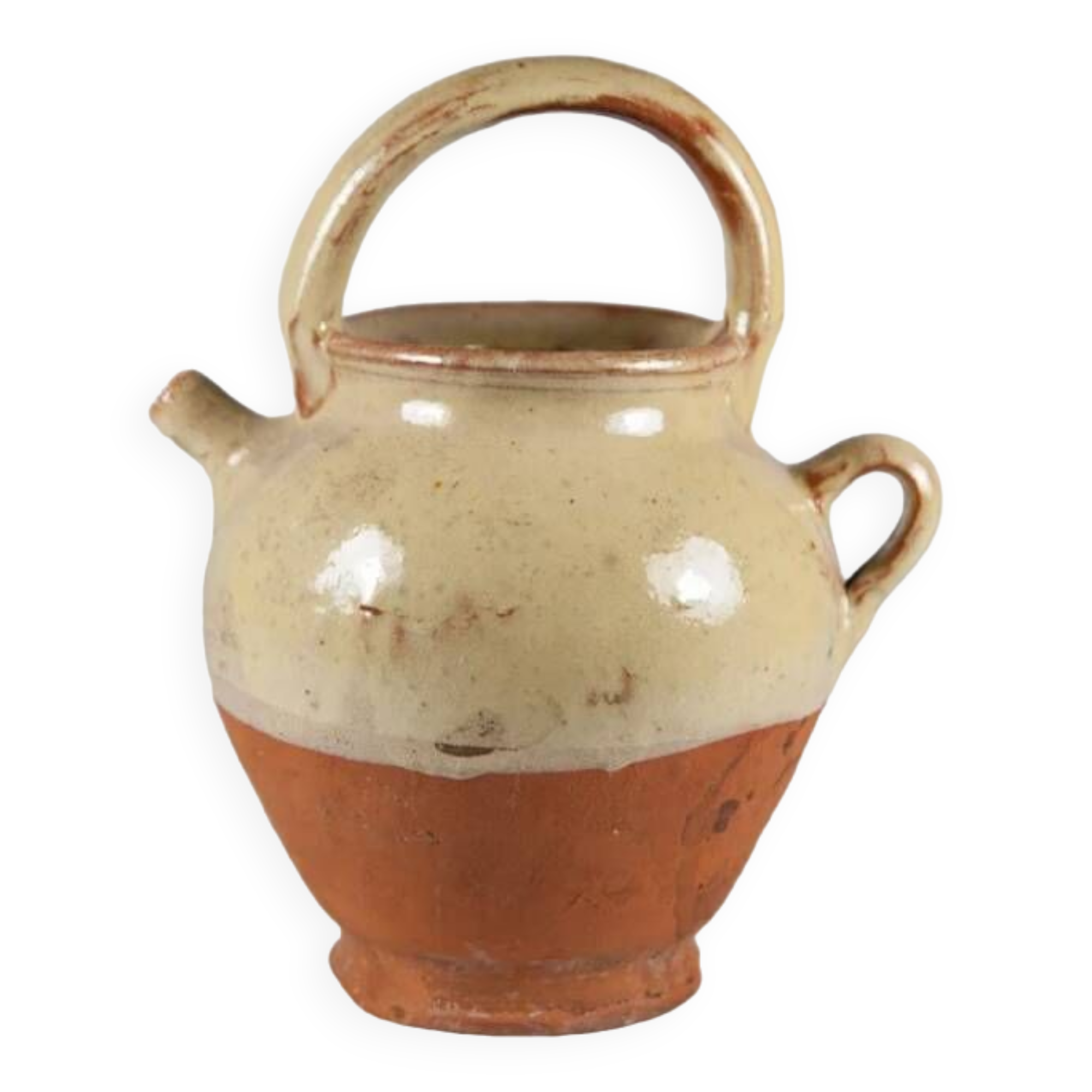Vintage pottery, half-glazed terracotta water pot, jug, kitchen, decoration, pottery