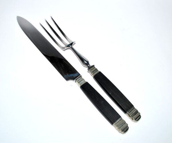 NILOX Stainless steel and ebony meat cover Empire knife + fork set
