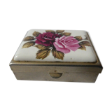 Metal and porcelain pill box roses decorations