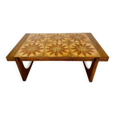 TABLE BASSE EN TECK ET CÉRAMIQUE DANOISE VINTAGE DES ANNÉES 1960