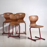 Vintage Style Red Dining Chairs (Circa 1950). Set of 4