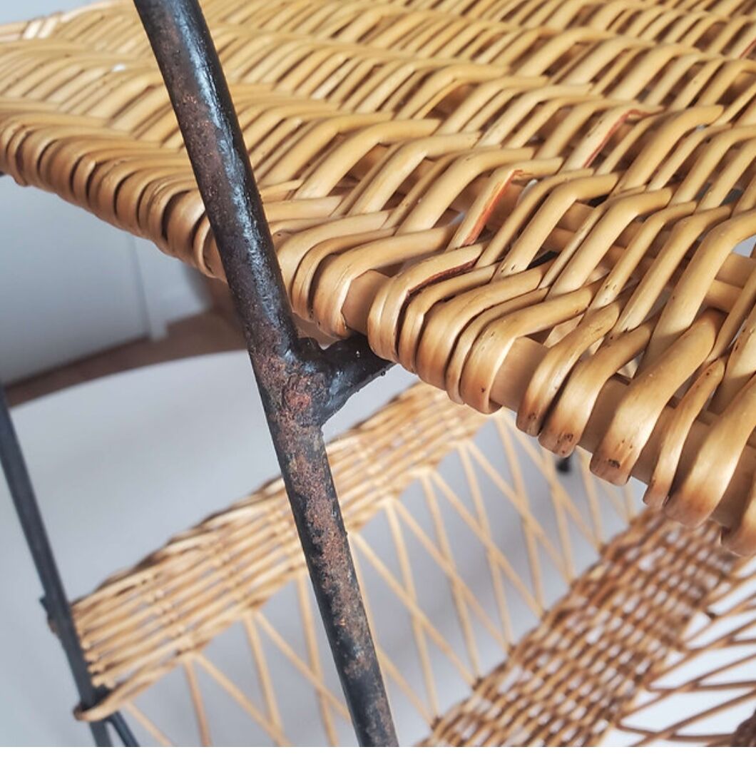 Woven wicker shelf