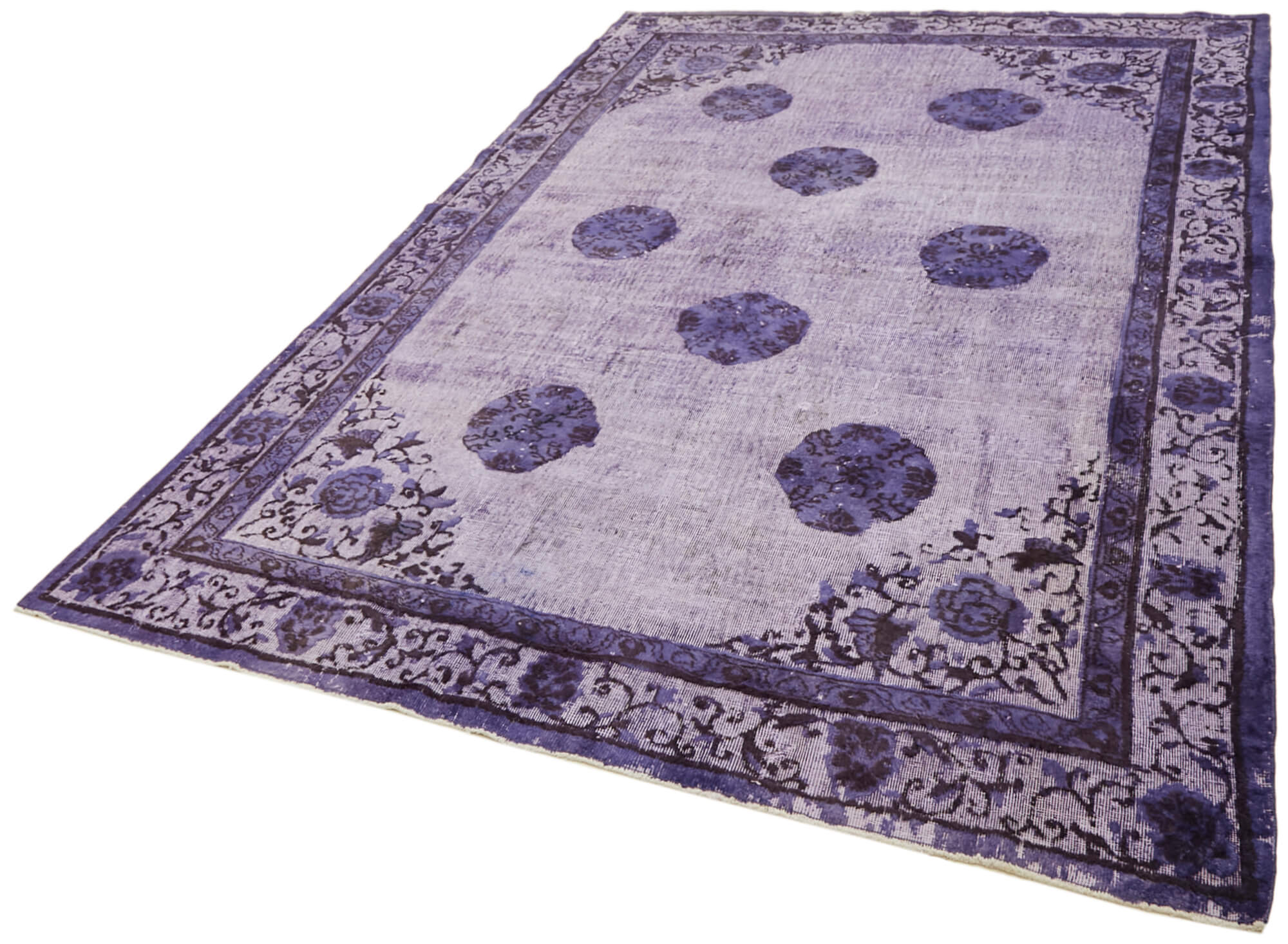 Hand-knotted antique oriental 1970s 216 cm x 320 cm purple carpet