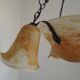 Vintage 4-light chandelier in black metal and glass, France