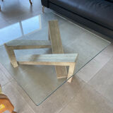 Table basse verre travertin roche bobois