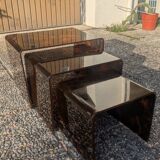 Nesting tables in plexiglass with tortoiseshell pattern from the 1970s.