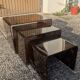Nesting tables in tortoiseshell plexiglass, 1970s.