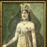 Déesse victorienne, aquarelle, encadrée