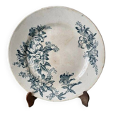 Old flat plate stamped FL (Faïence de Lyon), Floréal model.