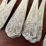 9 soup spoons & 9 forks in 19th century silver plated metal