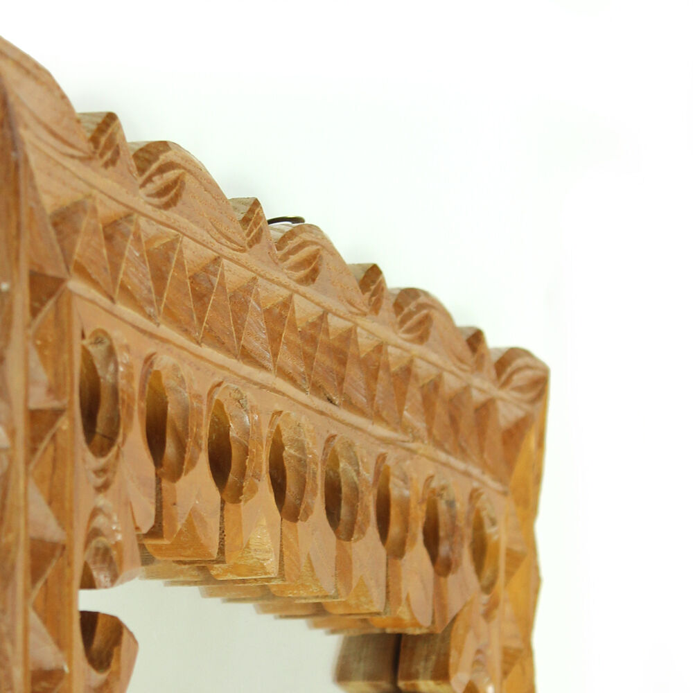 Wall mirror with hand carved wooden frame, Czechoslovakia 1950s